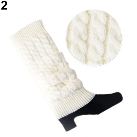 Salg！！ dame & #39 ;s hæklet kabelstrik flettet vinterbenvarmere støvlemanchetter toppers sokker: Hvid