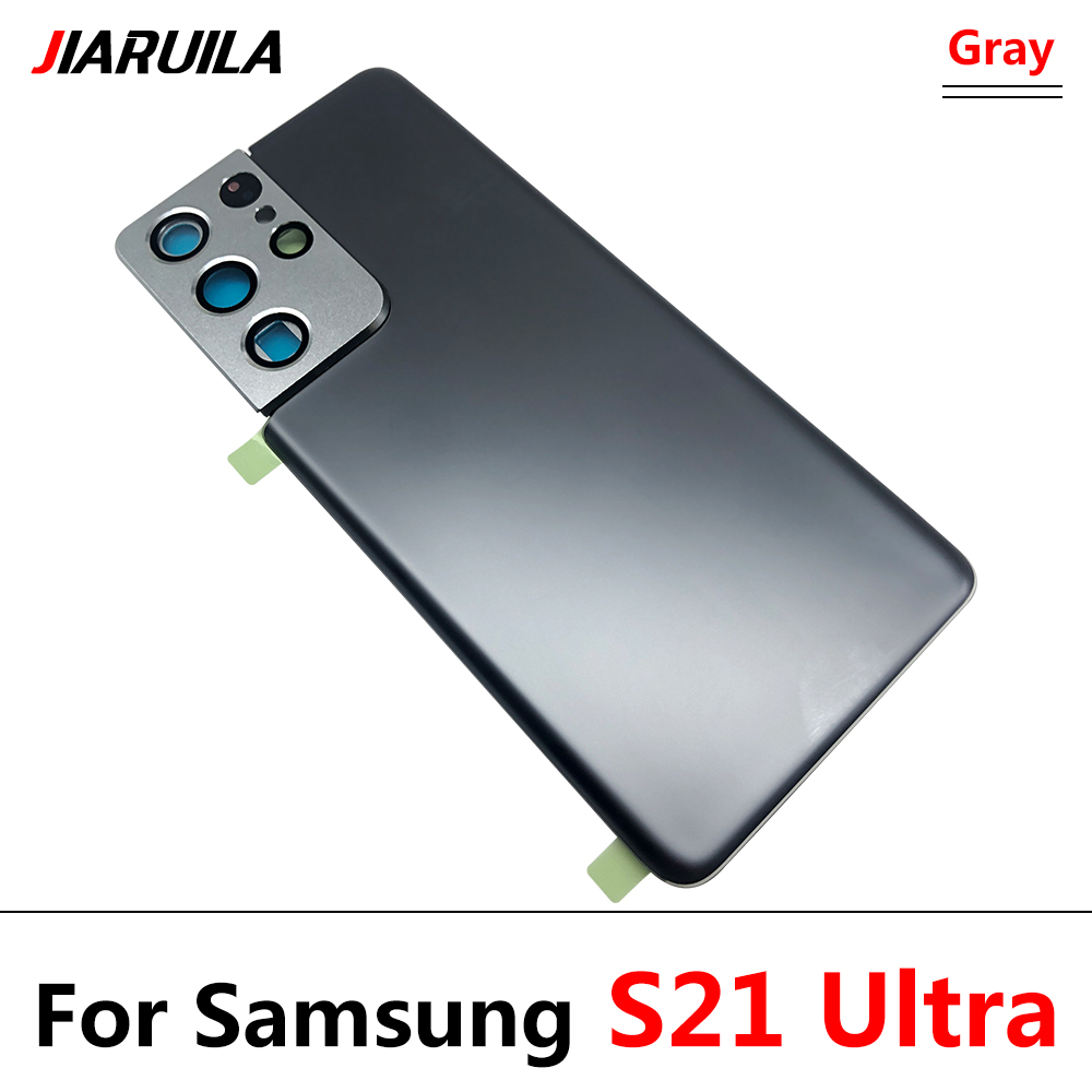 Terug Glas Vervanging Voor Samsung S21 Ultra Batterij Cover Achterdeur Behuizing Case Met Lijm Sticker Voor Samsung S21 Plus: S21 Ultra Gray