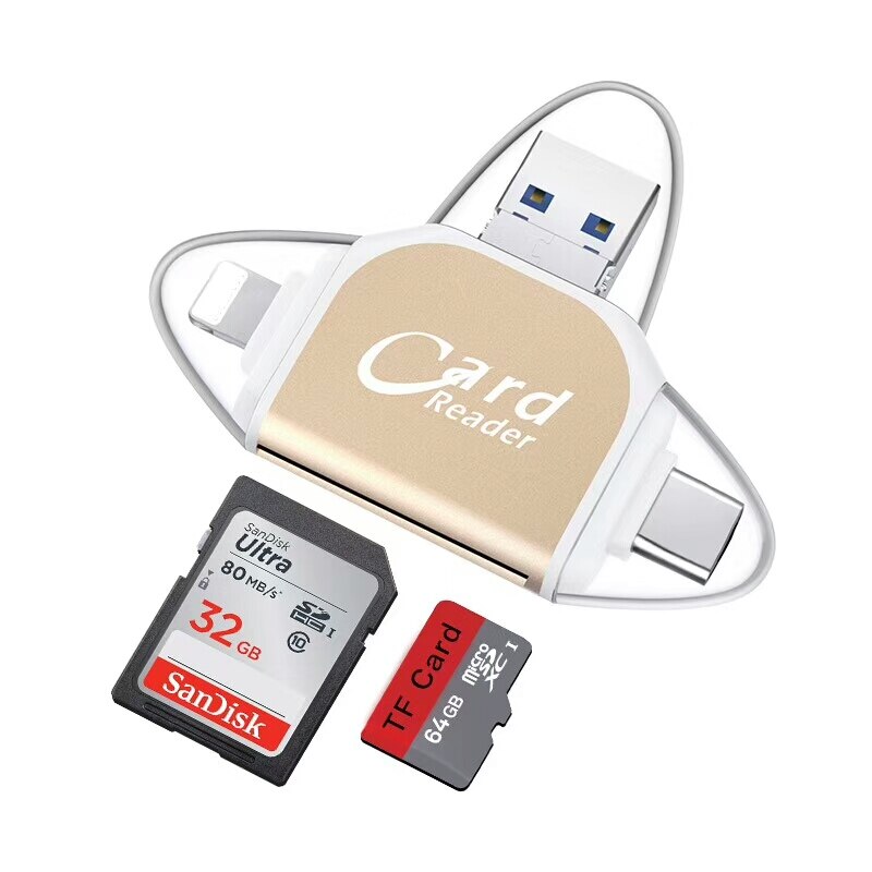 Lector de tarjetas SD de aluminio Micro SD USB C tarjeta otg adaptador Micro USB tipo C 4 en 1 para iPhone 11X6 7 8 S8 Android