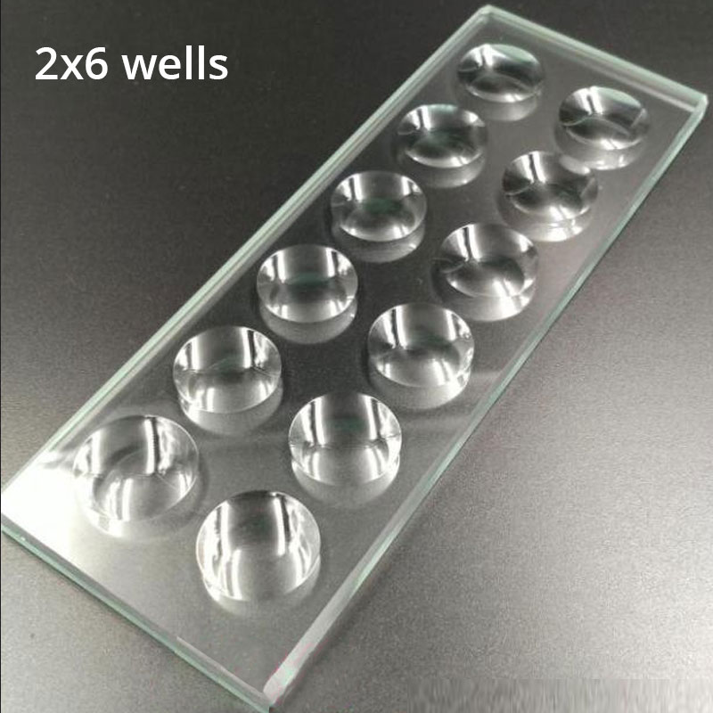 Biological Microscope Circular Concave Cavity Blank Slide Optical Glass Multiple Wells Optional Bio-microscope Science Accessory: 2x6 wells