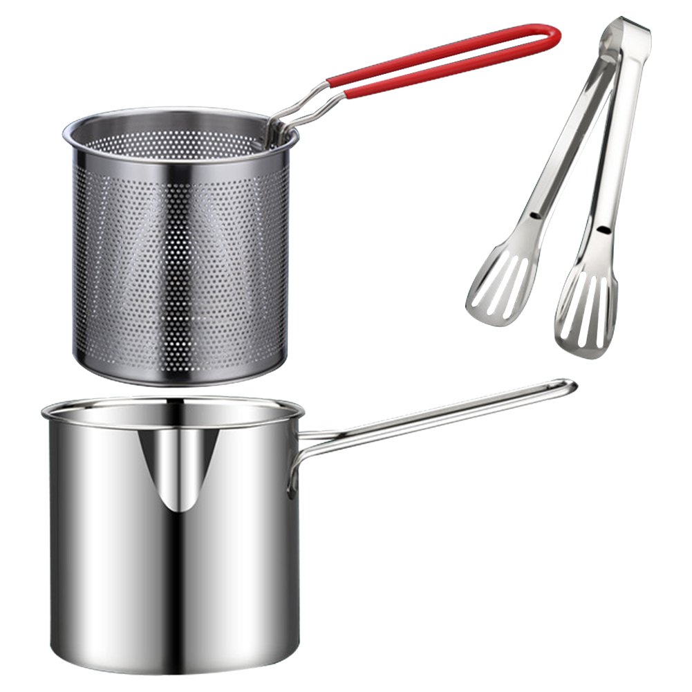 Freidora profunda de 1200ML con cesta de colador, olla de cocina portátil, olla de acero inoxidable 304 para freír Tempura, patatas fritas, pollo: Azul