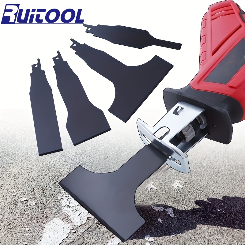 4-Piece Heavy-Duty Scraper and Blade Set for Reciprocating Saws Steel, Tile and Putty Removal, Wall and Ground Cleaning-