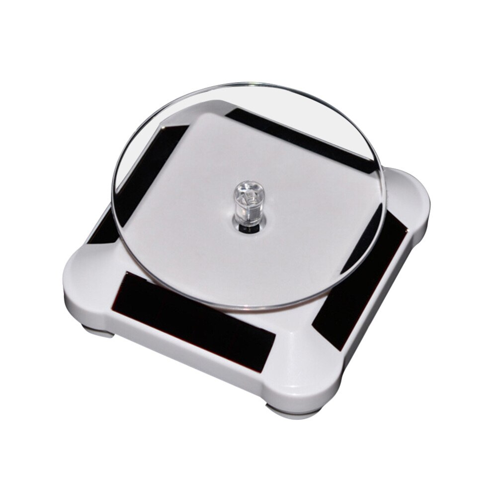 Solar Energy Electric Rotating Display Stand Tray Jewelry Accessories Prop Stand Phone Display Stand Battery Included(Golden): White