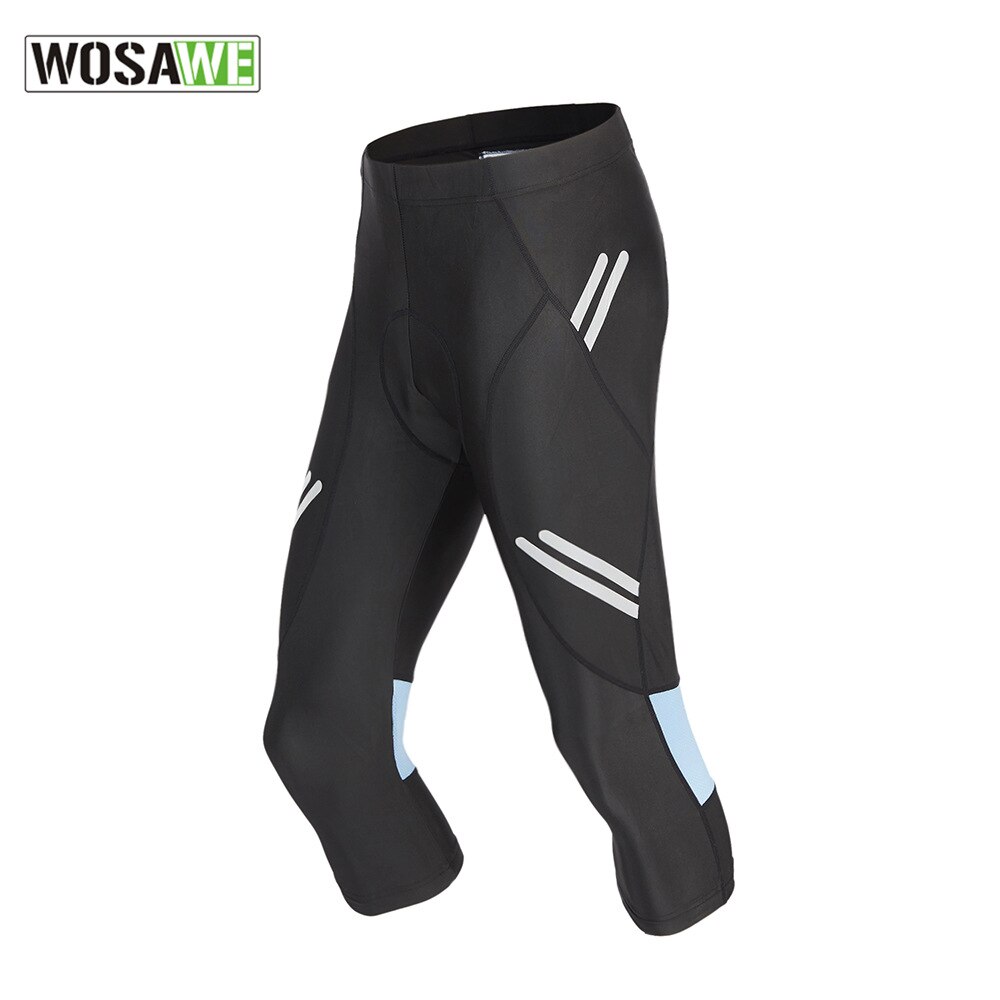 Wosawe heren fietsbroek elastische motocross strakke broek kleding gel pad kuitlange fietsbroek mtb fiets fietsbroek