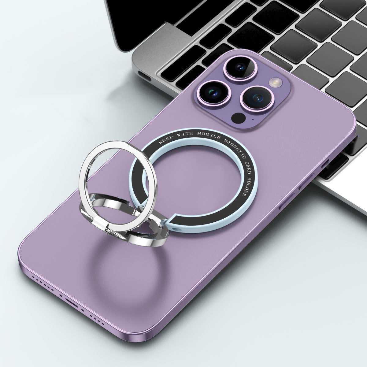 Naklejka Magsafe z metalowym diamentem, 3 sekcje, z mocnym magnetycznym uchwytem na telefon komórkowy, metal 360 ° obrotowa ładowarka: Sapphire