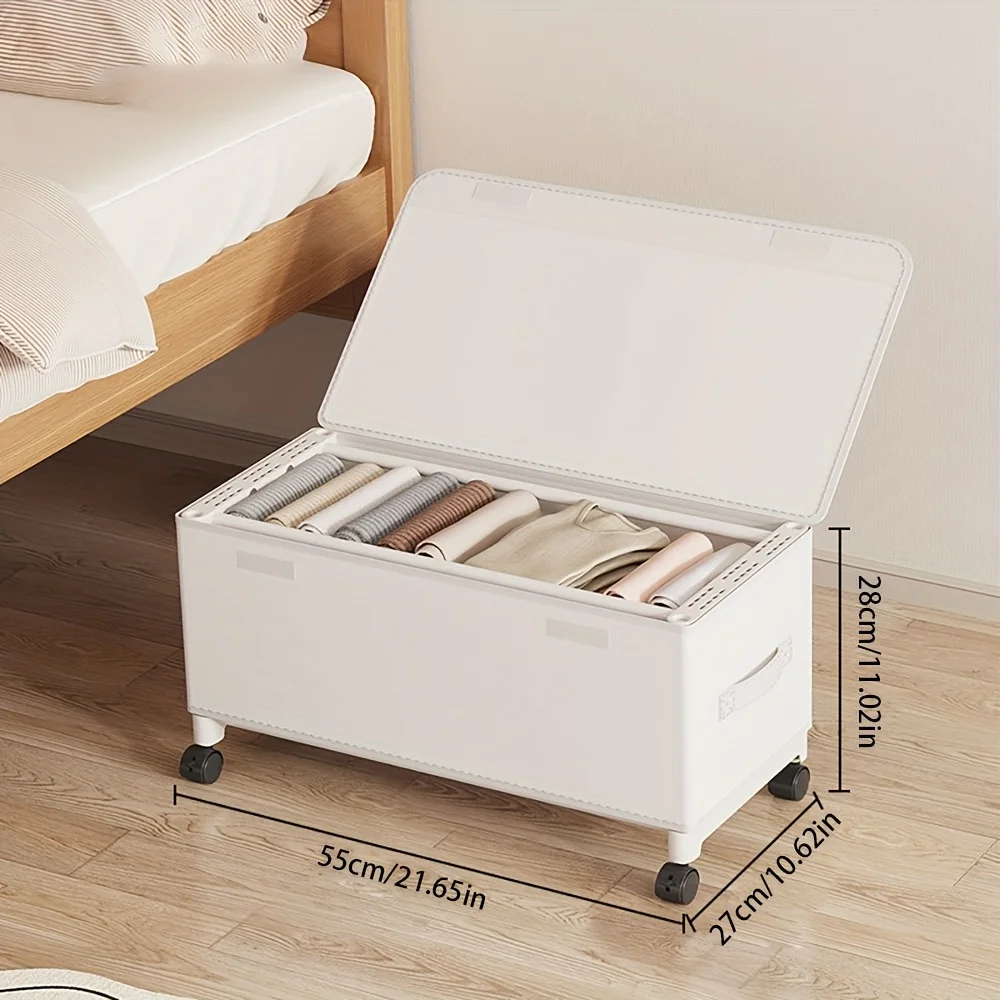 Stockage sous le lit avec roulettes, grands conteneurs de stockage, stockage roulant pour vêtements, boîte de rangement mobile Non tissée sous le lit