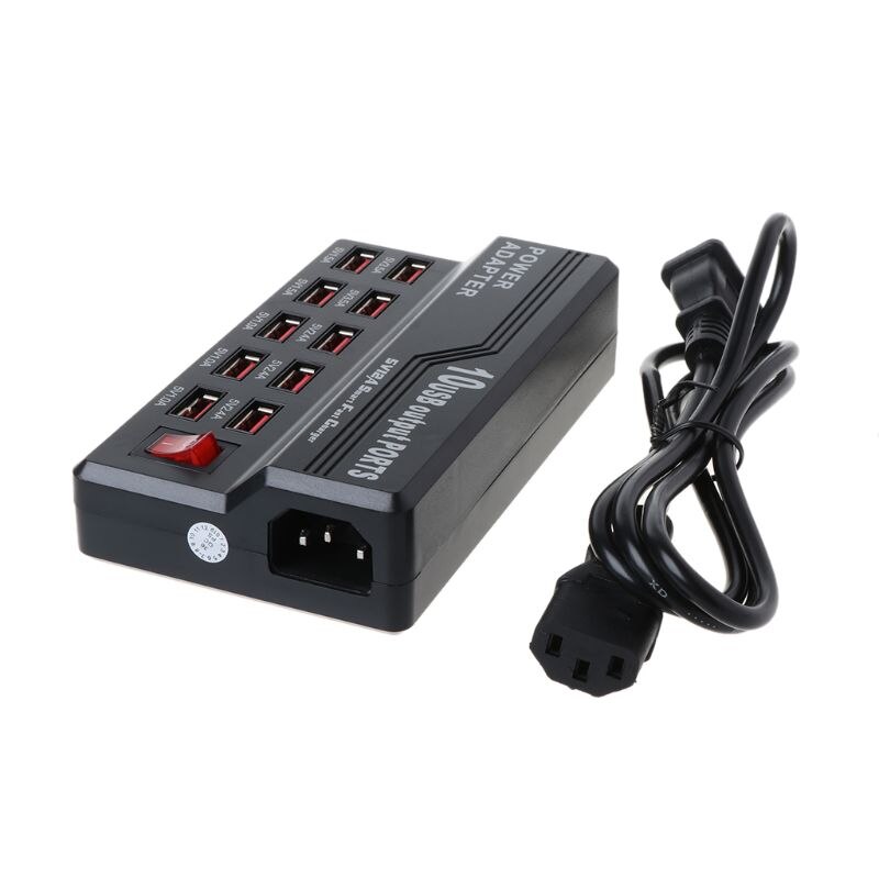 1Set 10 Ports USB Charger Multi Ports Smart Charging Station Hub For Mobile Phone Tablet iPhone iPad Samsung Accessories Y4UE