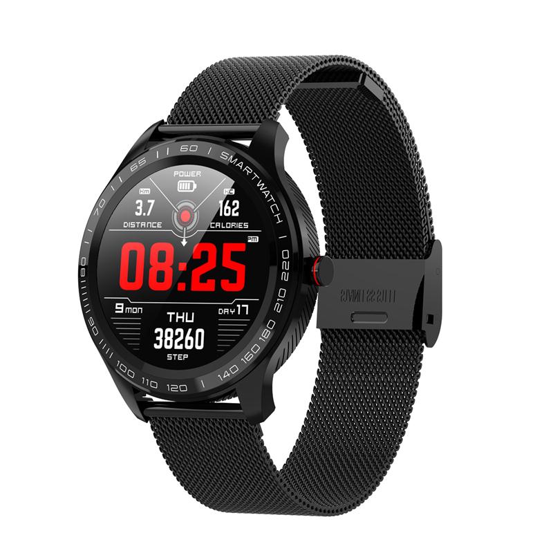 696 L9 Full touch Smart Uomini Della Vigilanza ECG + PPG Frequenza Cardiaca Misuratore di Pressione Sanguigna Monitor di ossigeno IP68 Impermeabile Bluetooth Intelligente braccialetto: Black Steel Strap