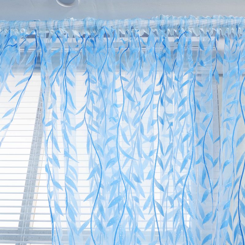 Modern Tulle Curtains for Living Room Bedroom Kitchen Green Leaf Sheer Curtains for Window Tulle Curtains Drapes