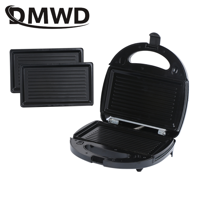 EU/US Electric Sanwich Maker Automatic Mini Waffle Bread Breakfast Baking Machine Oven Iron Grill 3 Changeable Plate Toaster Pan
