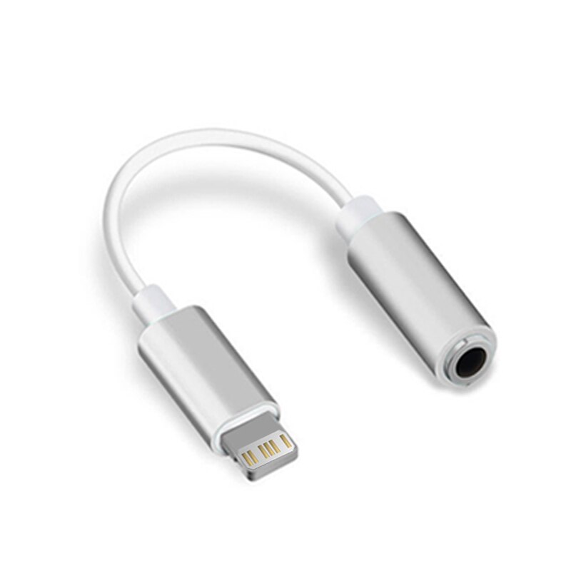 Adaptateur de casque pour IOS, séparateur Audio Aux pour IPhone 13 12 11X8 7 Plus, adaptateur d&#39;éclairage à 3.5mm, câble de prise d&#39;écouteurs: Silver