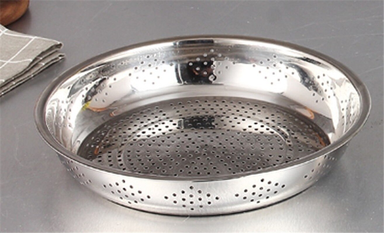 Thickened Stainless Steel leak colander Plate Round hole tray Deep Pallet Super Large Steamer Rice bean Disc Drainage Plate set