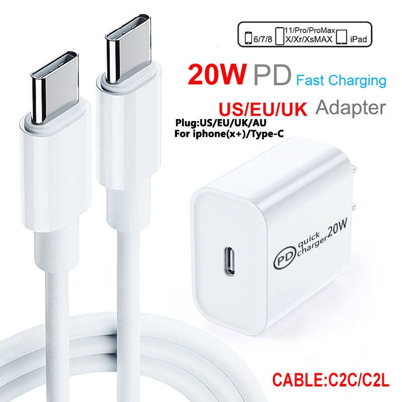 20W USB Type C Charger Fast Charge USBC Type-C Charger For iPhone Xiaomi Travel Wall Phone Charging Adapter