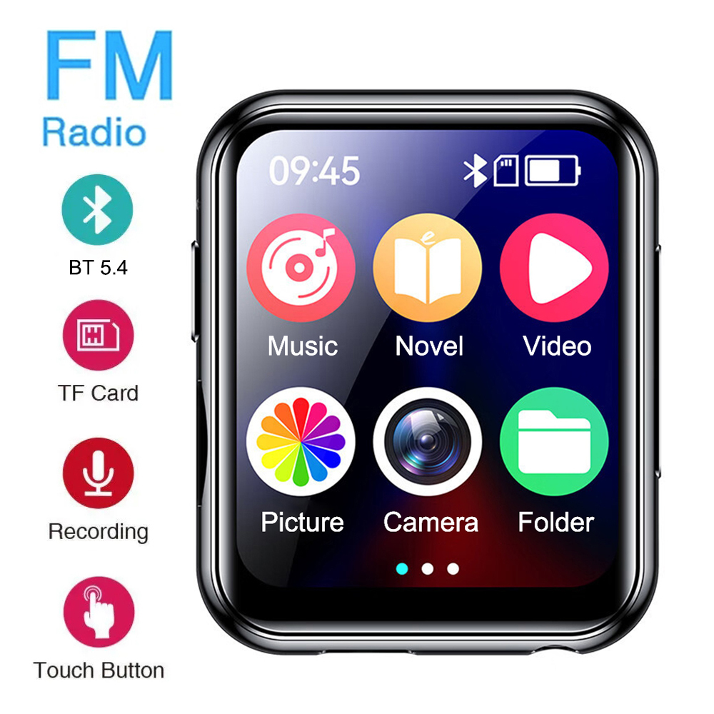 Bluetooth 5.4 HiFi-MP3-Musikplayer mit hochauflösendem Walkman MP4-Voll-Touchscreen, integriertem Lautsprecher, Video-Player, FM/E-Book