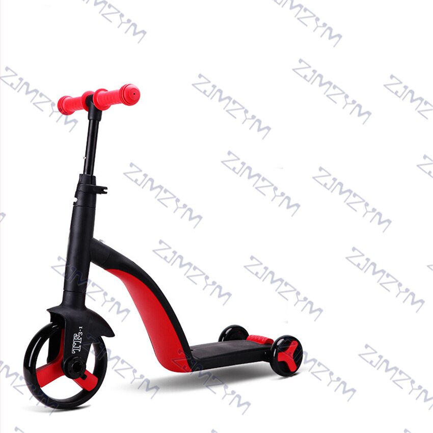 TF3-1 patinete de pie para niños 3 en 1 función Kick Board Scooter Balance bicicleta Pu rueda triciclo plegable para bebé de cumpleaños: Rojo