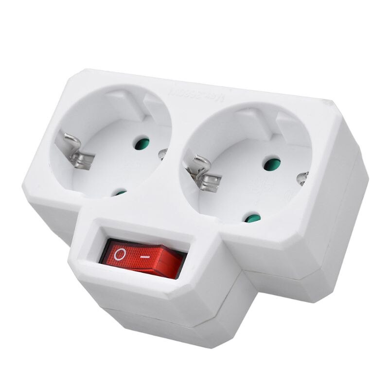 250V16A EU Standard Plug Double Socket Conversion Socket with Outlet Switch Plug