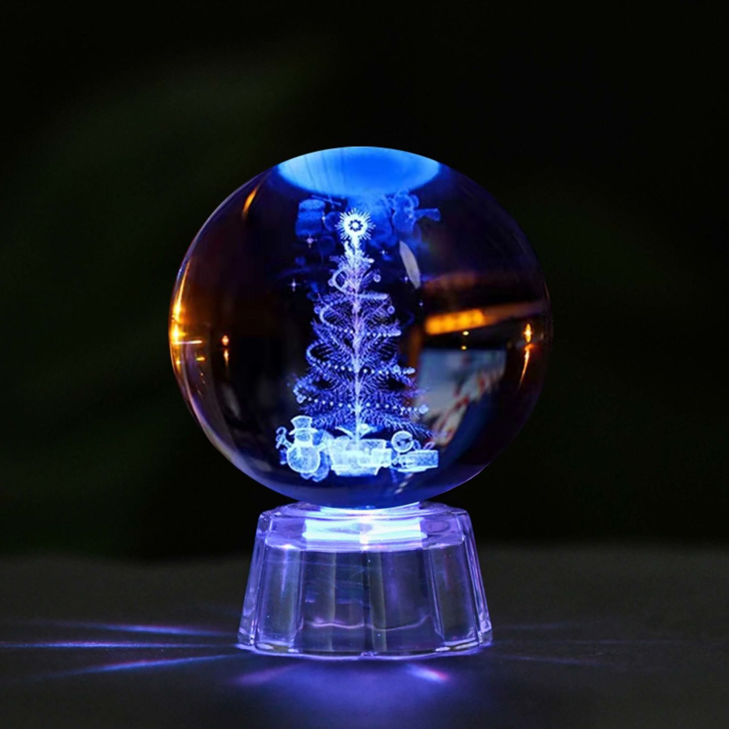 Lámpara de cristal brillante, luz nocturna de galaxia planetaria, bola de cristal, luz de mesita de noche, decoración del hogar, de Navidad: Transparente