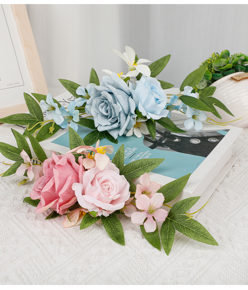 Yannew Pre-made Pink White Cake Topper Flowers Rustic Wedding Cake Decoration for Baby Shower Birthday Party Wedding Supplies