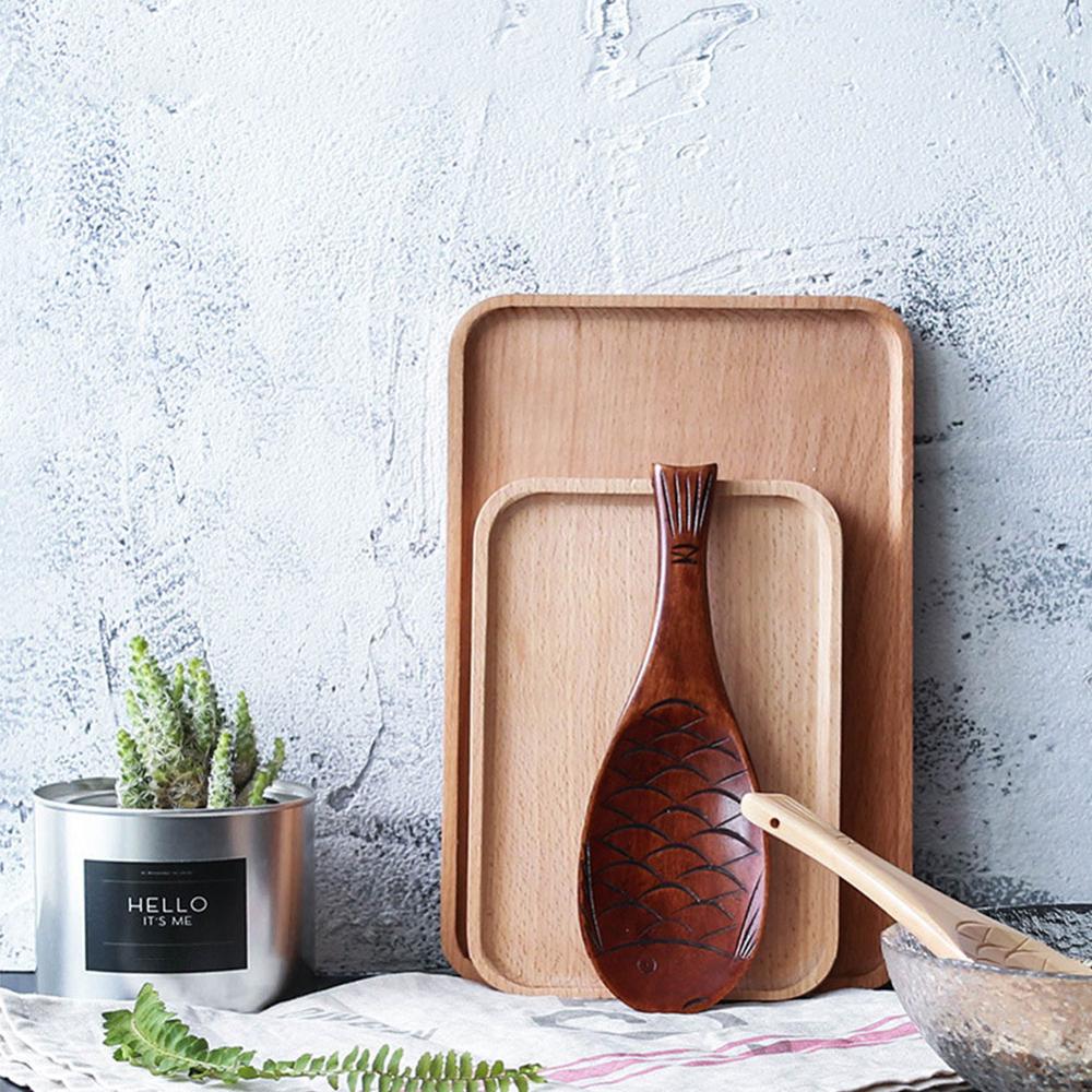 Kitchen Wooden Rice Serving Spoon Wood Rice Paddle Spatula Cute Fish Rice Spoon Scoop Potato Meal Server Cooking Tools
