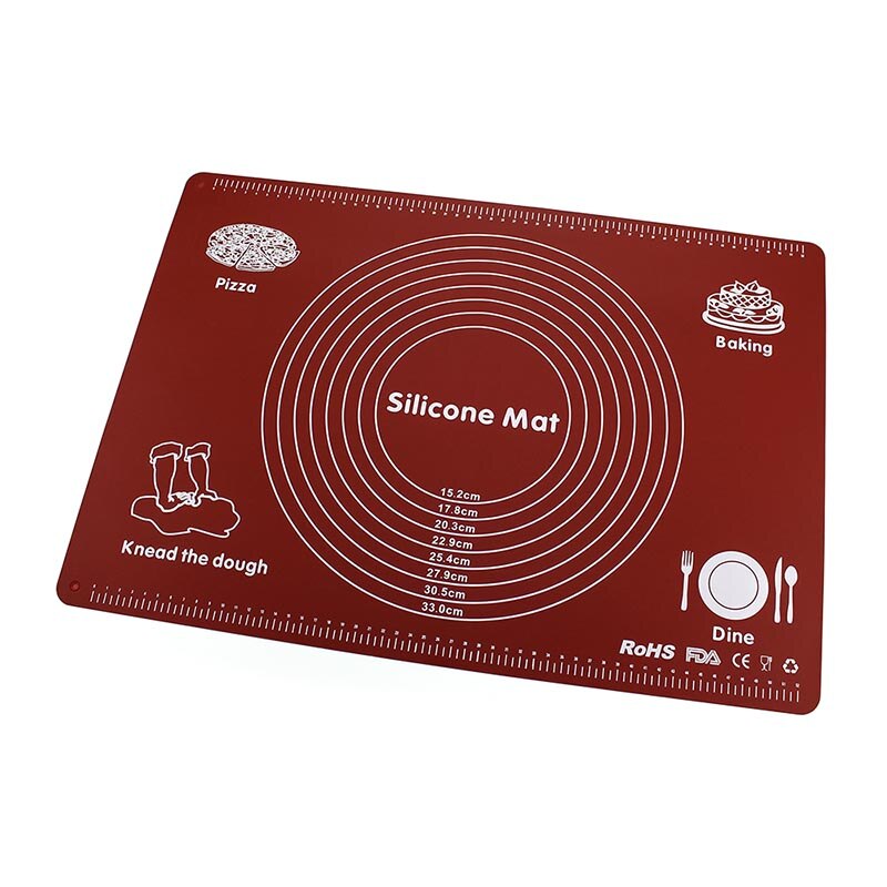 TEENRA-tapis de pâtisserie en Silicone, tapis de cuisson antiadhésif de grande taille, tapis de pâte à rouler, ustensiles de cuisson: Marron