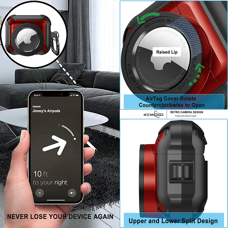 2 en 1 Airtag sans fil Bluetooth écouteur étui pour Airpods Pro Armor caméra 3D casque boîte de chargement couverture pour Airpods 1/2/3