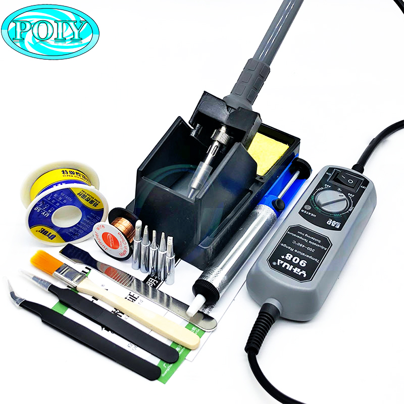 YIHUA-Estación de soldadura Digital, kit de herramientas de soldadura de hierro eléctrico ajustable, portátil, 908D, 908 + actualización: 110V / YIHUA 908 C