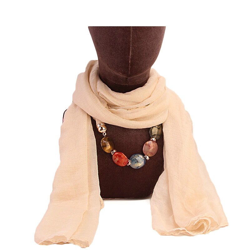 femmes multi-style bijoux collier perles écharpe Hijabs chapeau Voile dame intérieure Hijabs Turban casquette tête musulmane foulards Hijab: Beige