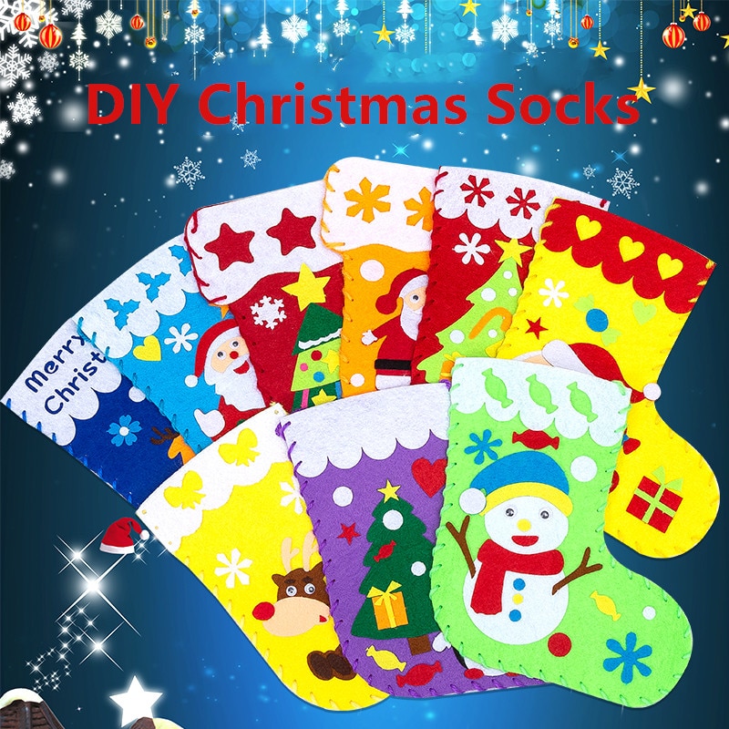 Non-woven Christmas Socks Sewing Socks Christmas Children DIY Handmade Materials Pack Kindergarten Handmade