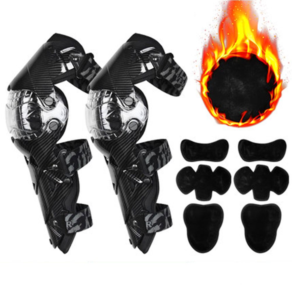 Men Motorcycle Knee Pads Red Moto Protection Knee Protector Motocross Equipment Motorbike Knee Moto Protective Gear Four Seasons: E18 Warm BK KneePads