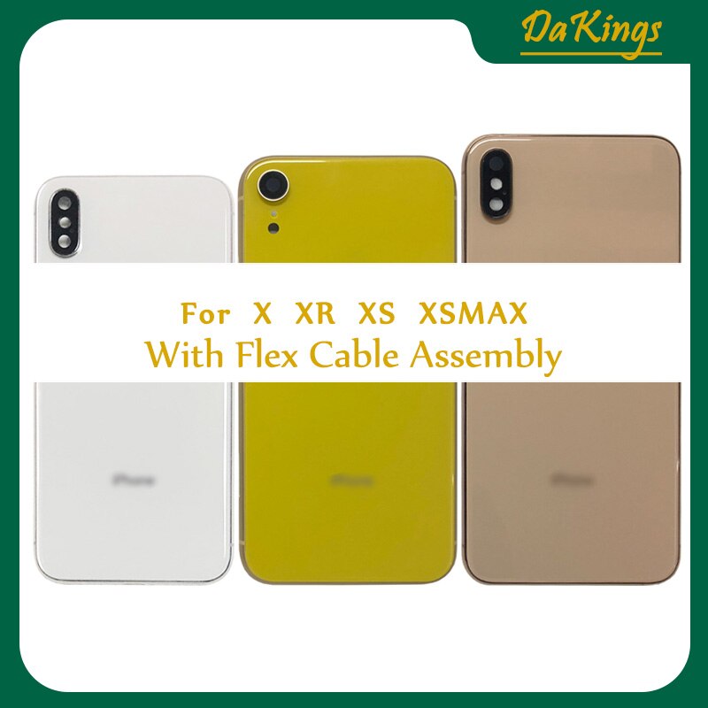 X Voor Iphone X Xs Xr Xsmax Max Volledige Terug Behuizing Rear Batterij Cover Deur Midden Frame Chassis + Glas met Flex Kabel Assemblage