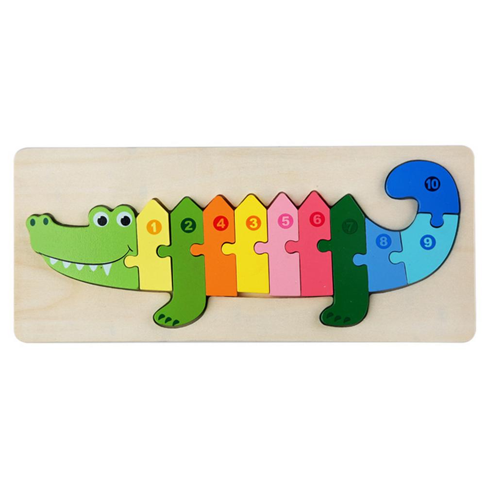 Houten Puzzels Voor Peuters Grote Maat Cartoon Aantal Dier Legpuzzels Voorschoolse Educatief Speelgoed Cadeau Voor Jongens Een: white