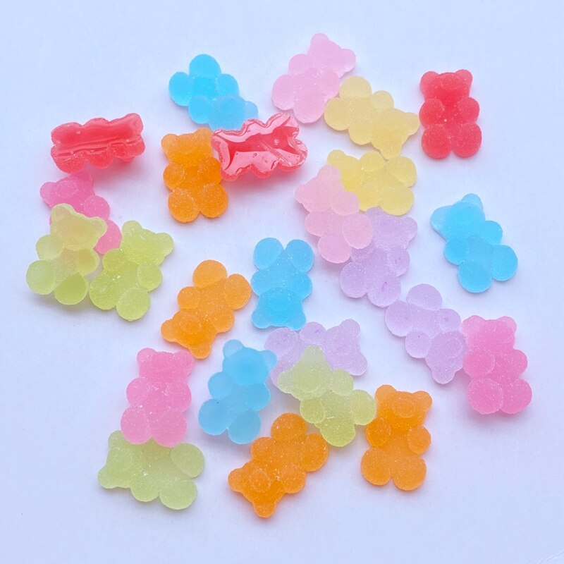 20 st söta mini flexibla björnar platta baksida hartscabochoner scrapbooking diy smycken hantverk dekoration tillbehör