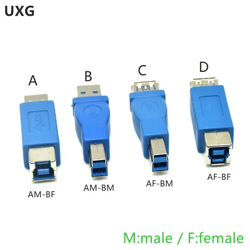 Connecteur adaptateur USB 3.0 mâle et femelle vers B femelle, convertisseur d'impression d'imprimante, port USB 2.0, au détail: Rouge / 0,6m