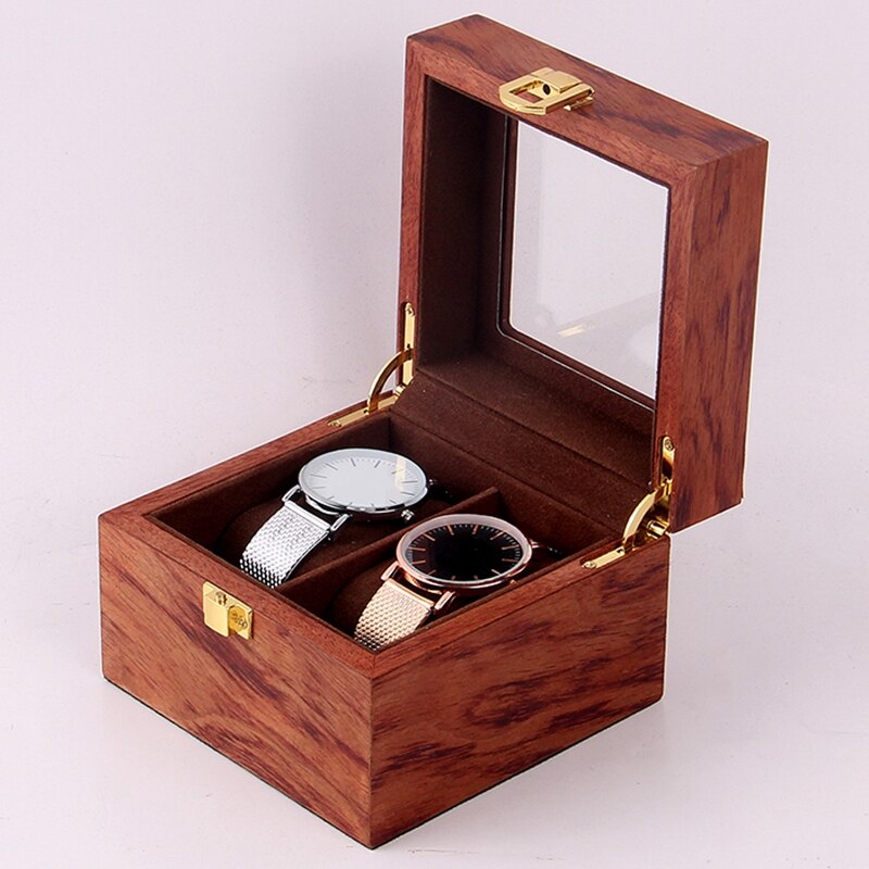 2 Slots Houten Horloge Vitrine, Gl Overgoten Houten Horloge Vitrine Horloge Sieraden Organizer