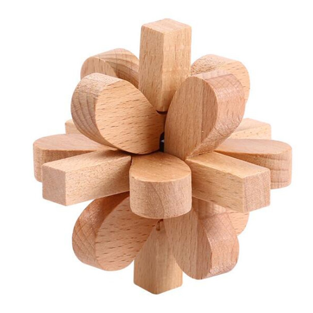 Chinese Ancient Lock Children's Puzzle Solving Manual Brain Toys Early Education Brain Development Toys: Beech lilac lock