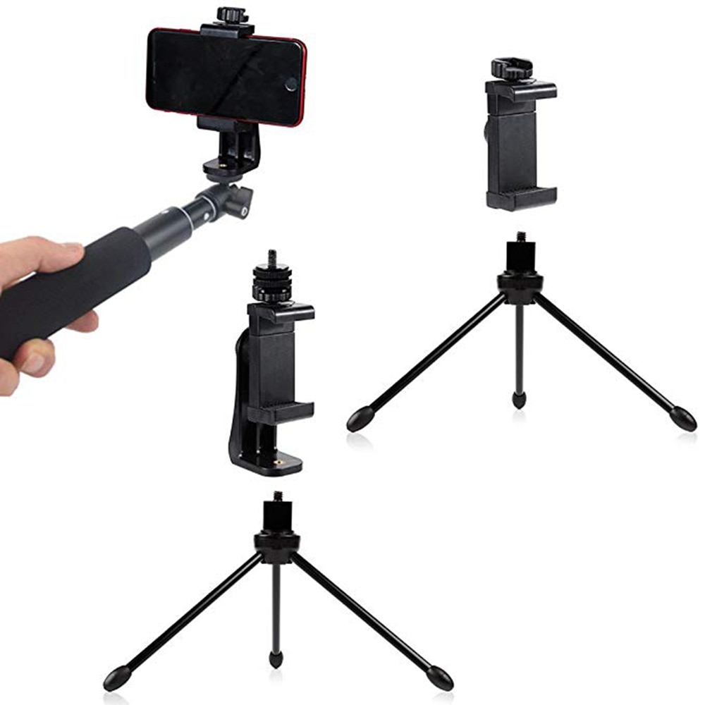 Rainwayer Tripod Mount Adapter Cell Phone Clipper Holder Vertical 360 Rotation Tripod Stand for iPhone X 7 Plus Samsung Tripod