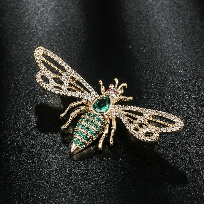 WEIMANJINGDIAN Cubic Zirconia CZ Crystal Insect Bee Brooch Pins for Women