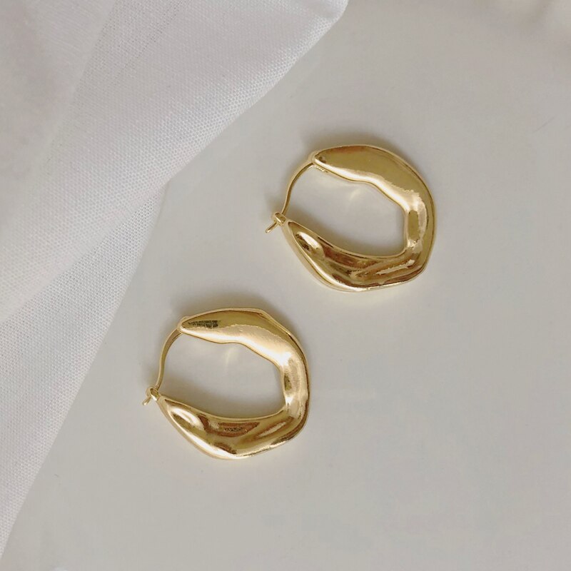 kshmir Gold female earrings irregular ring earrings small thick ring earrings simple and fashionable earrings girl