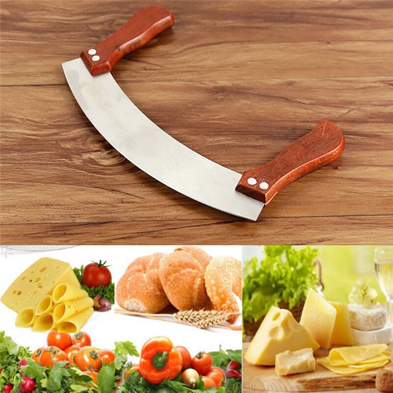 Vegetable Pizza Herb Mezzaluna Cutter Slicer Chopper Blade Cutting Chopping Tool Baking Tool Patisserie Accessoire