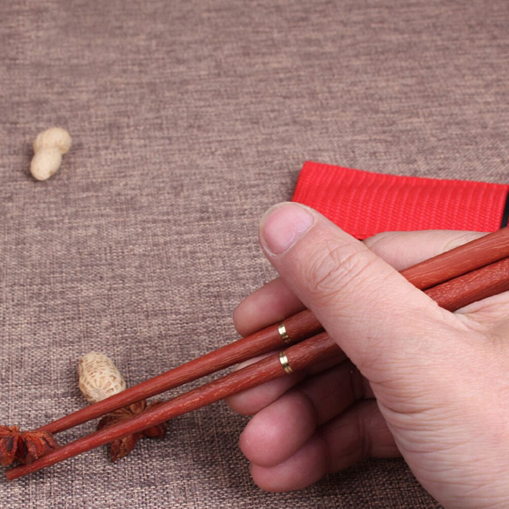 Palillos de madera plegables para acampar al aire libre, almacenamiento de palillos, bolsa de viaje, cubiertos, vajilla, 1 par