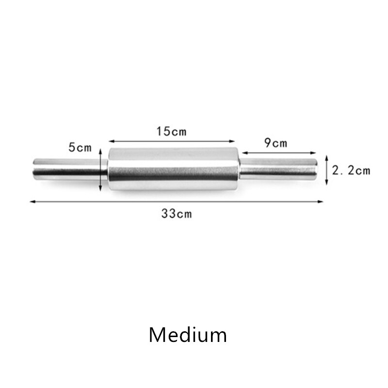 1 PC Stainless Steel Non-Stick Rolling Pin for Dough Pasta Tools Bake Pizza Noodles Cookie Dumplings Kitchen Accessories: Medium
