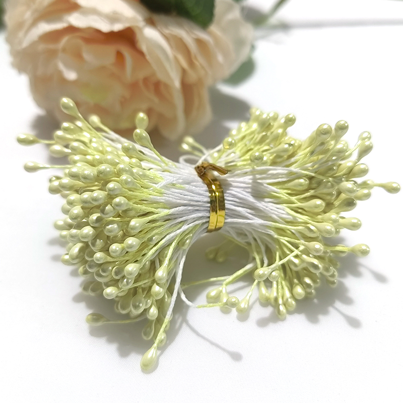 Estambres de flores artificiales para decoración de tartas, adornos de perlas de doble cabeza, varios colores, 3mm de longitud, 65mm, 500 piezas