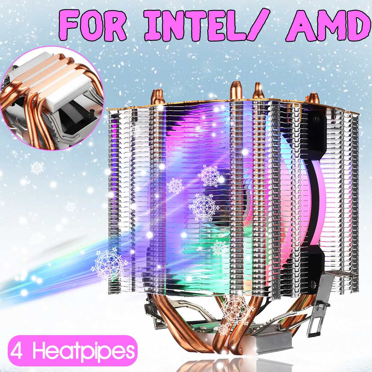 CPU Cooler Fan Heatsink 2/4/6 Copper Heatpipe 3/4Pin RGB Fan Cooler For Intel 775/1150/1151/1155/1156/1366 and AMD All Platforms