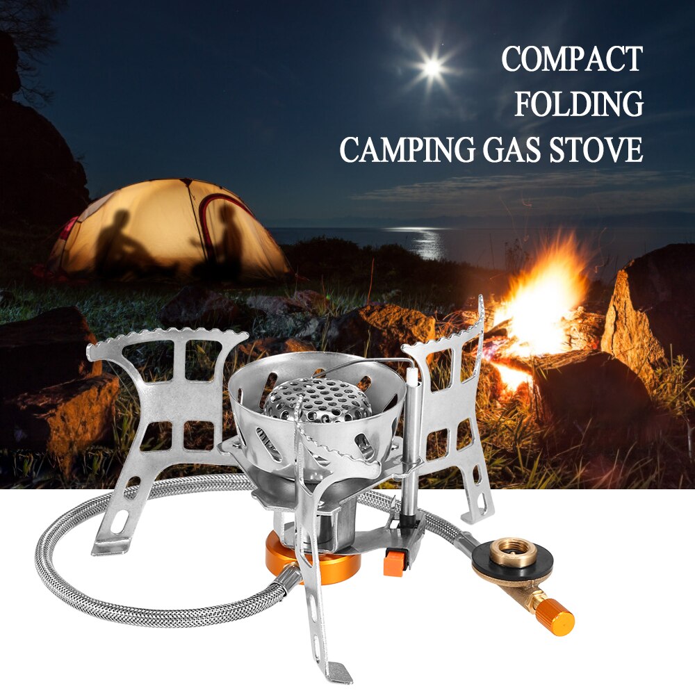 Portable Windproof Camping Gas Stove Outdoor Cooking Stove Foldable Split Burner with Gas Conversion Head Adapter camping stove