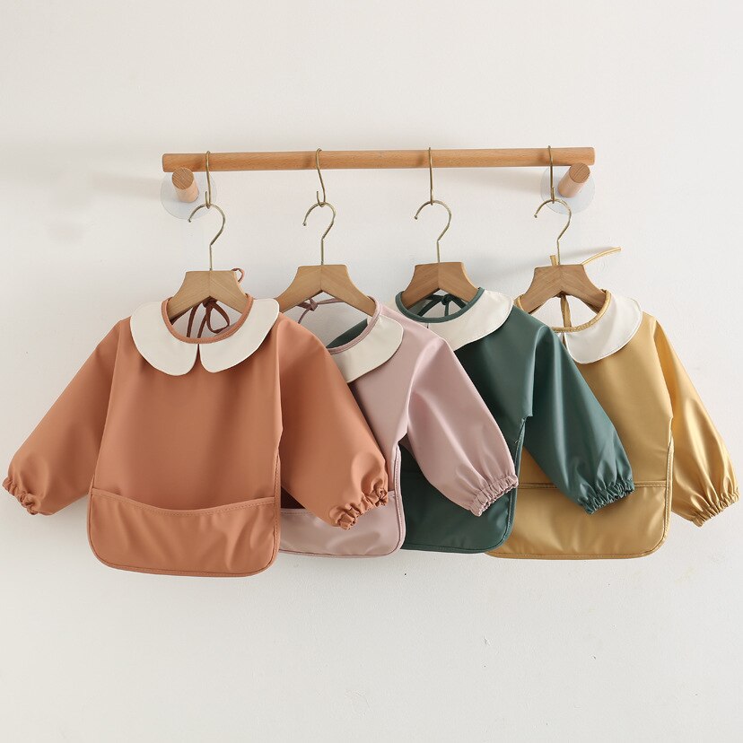 Bebê à prova dwaterproof água babadores arroto pano com bolso alimentação do bebê desenho blusa para crianças acessórios do bebê infantil avental crianças coisas