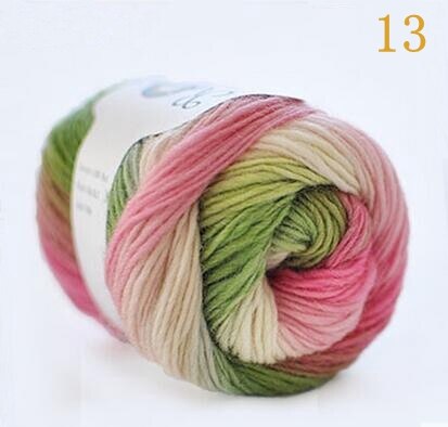 Fil de laine 100% couleur arc-en-ciel, pour tricoter à la main, épaisseur tissée à la main, fil de laine, châle de Crochet, 50 g/boule: 13