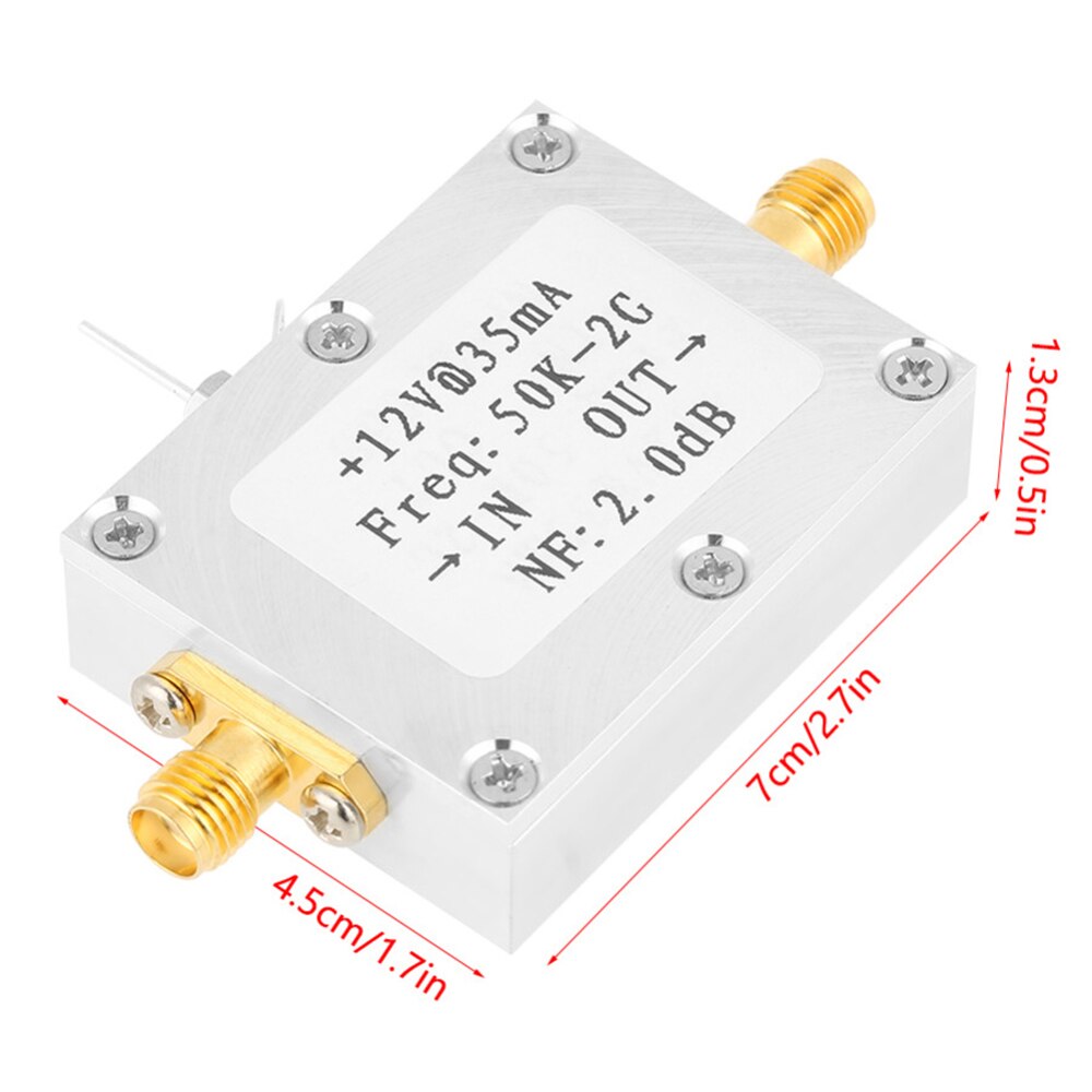 RF Amplifier Signal Receiver 50K-2GHZ Low Noise Amplifier RF Amplifier Broadband Low Noise Amplifier LNA Gain 31DB Gain