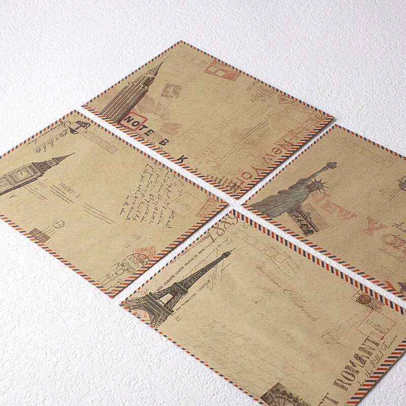 8 stuks/set vintage grote envelop postcard brief luchtpost briefpapier Retro School kantoor kraft enveloppen