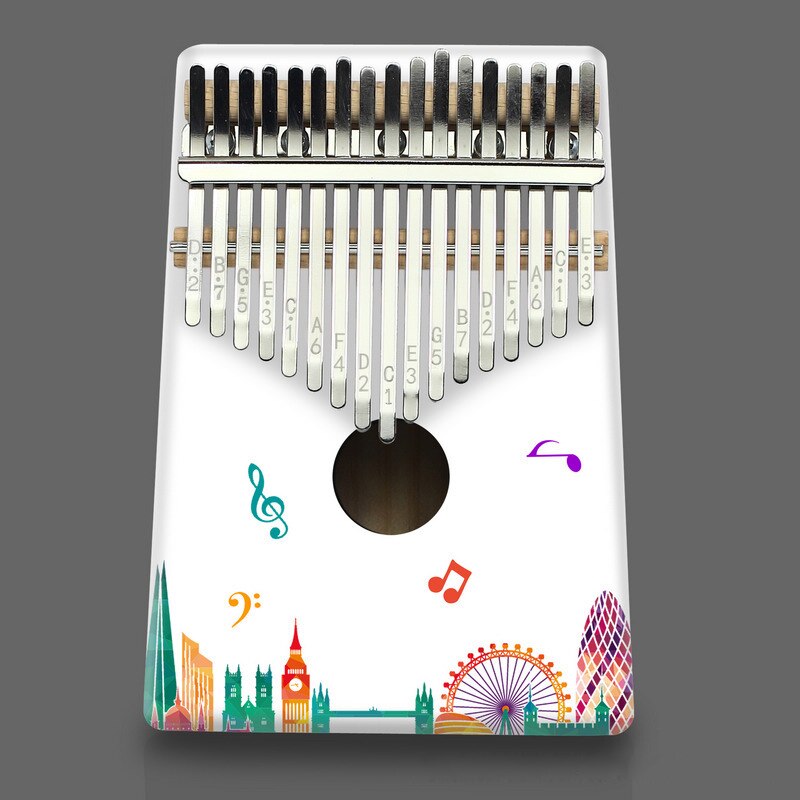 Piano Kalimba de 17 tonos para principiantes, instrumento Musical pintado en blanco, con sonido bonito y , Piano de caja de resonancia: F17