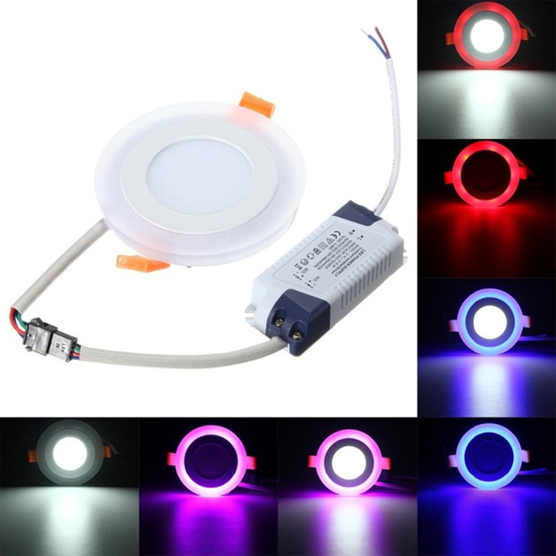 Fabrikshvid + rgb led panellys og fjernbetjening 6w/9w/16w/24w forsænket led loft downlight akryl panel lam
